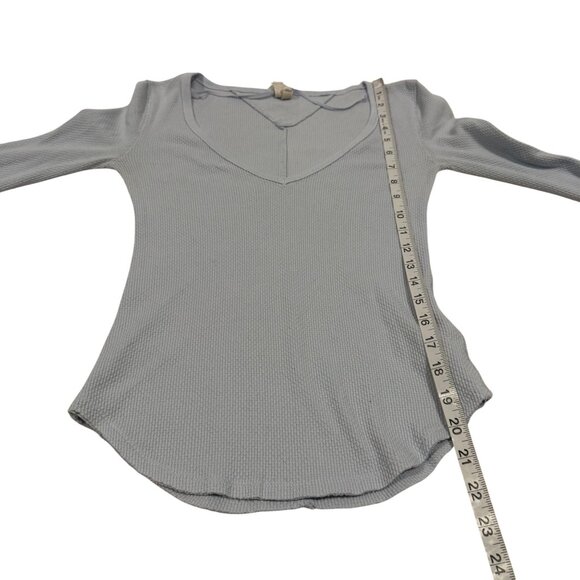 Free People Art School Cuff Long Sleeve Waffle Knit‎ Thermal Blue Size XS - Picture 7 of 7